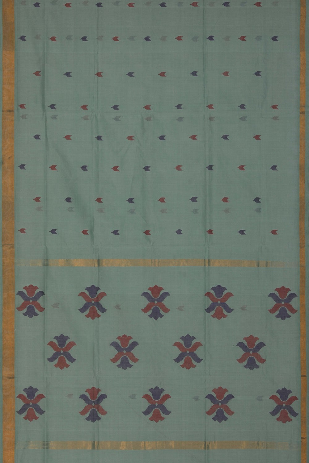 Image of Uppada Cotton Ice Blue Saree